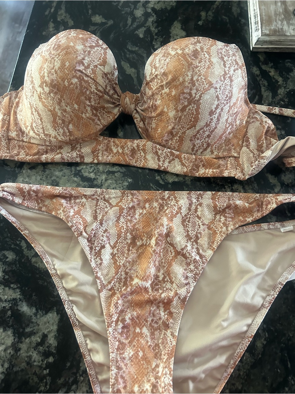 Shade & Shore Snake Print Bikini in Tan and Cream
